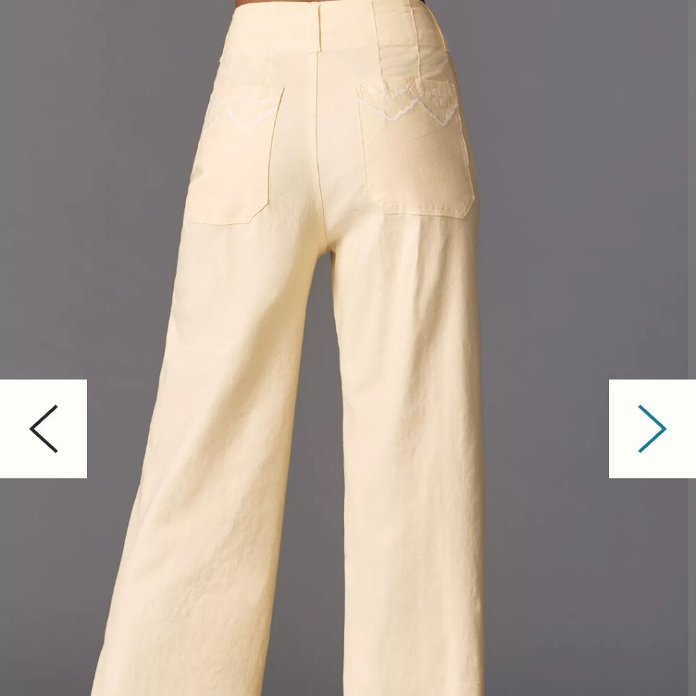 NWT 33T Colette Lace Trim Full-Length Wide-Leg Pants by Maeve - Picture 2 of 10